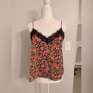 BP Floral Cami with Black Lace Trim